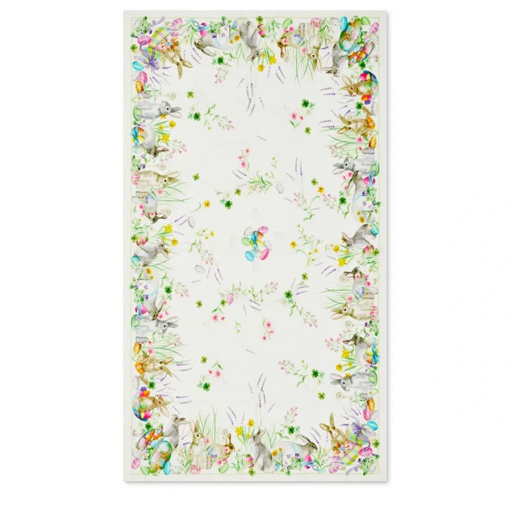 Williams Sonoma Roger Printed Linen Easter Tablecloth 70”x108” NWT